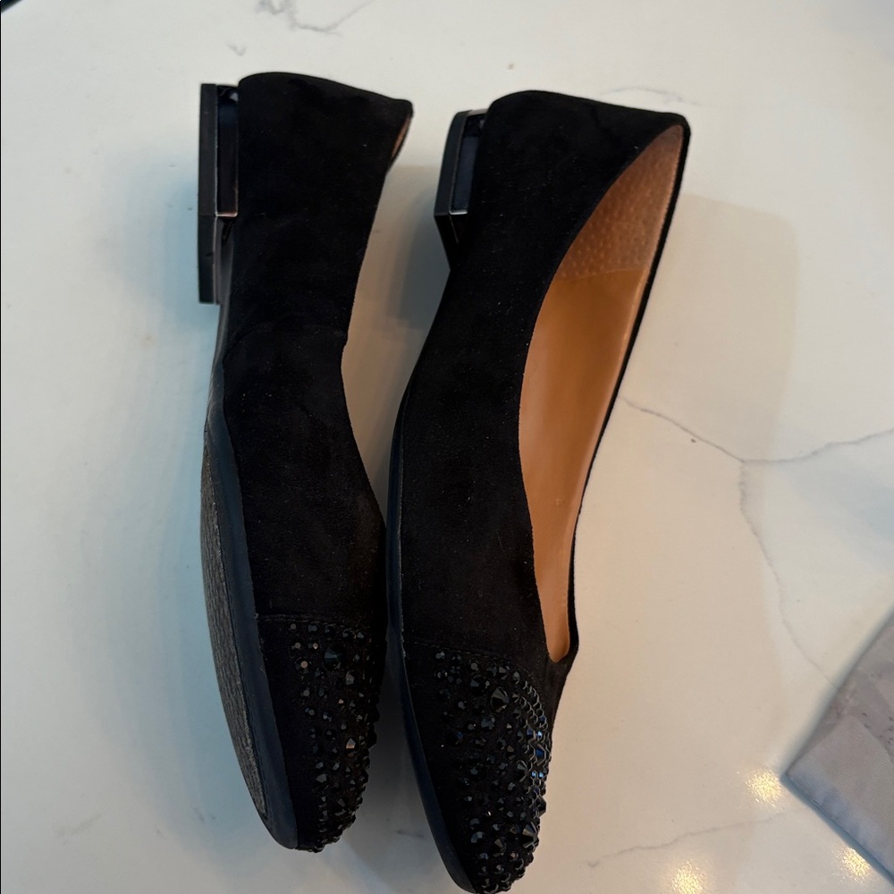 Jessica Simpson black Black Suede ballet  Flats with Embellished Toes - Picture 5 of 7